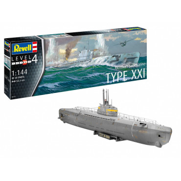 KIT PARA MONTAR REVELL SUBMARINO ALEMÃO TYPE XXI 1/144 50 PEÇAS REV 05177